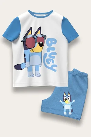 Brand Threads Blue 100% Cotton Short Top and Short Set 104110cm