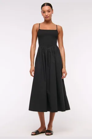 Abercrombie & Fitch Dipped Waist Strappy Midi Dress