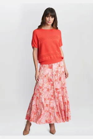 Gina Bacconi Isabelle Floral Print Pleated Skirt xlarge