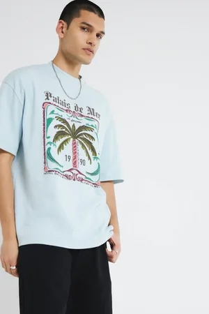 River Island Blue Palais De Mer 100% Cotton T-Shirt large