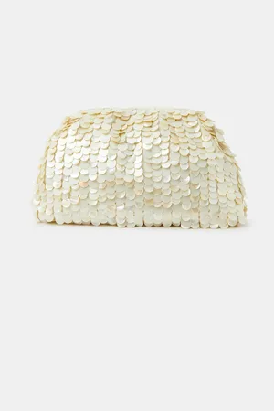 Accessorize Cream Pearl Shell Embellished Clutch Bag one