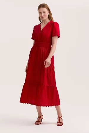 Finery London Wren Cotton Ric Rac Detail Tiered Midi Dress 24