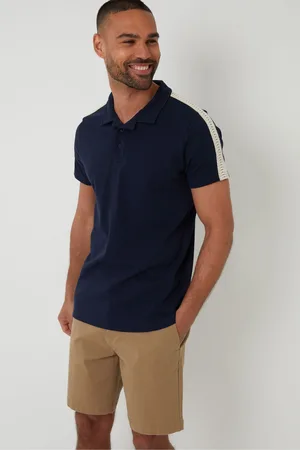 Threadbare Crochet Detail Revere Collar 100% Cotton Polo Shirt large