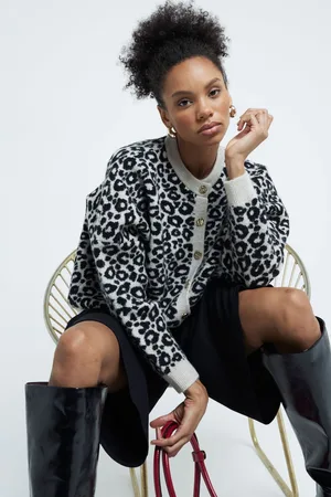 River Island Cream Animal Print Oversized Cardigan xsmall