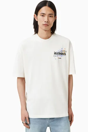 AllSaints AllSaints White Wavy Short Sleeve Crew 100% Organic Cotton T-Shirt
