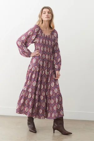 Finery London Tilly Crepe Printed Midi Smock Dress 16
