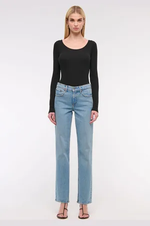 Abercrombie & Fitch Blue Medium Clean Mid Rise Straight Leg Jeans waistsize28in