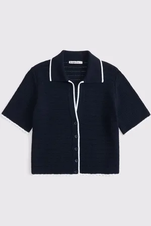 Abercrombie & Fitch Textured Knitted 100% Cotton Shirt medium
