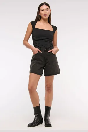 Abercrombie & Fitch High Rise Loose Denim Shorts With Clean Hem waistsize33in