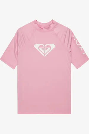 Roxy Pink Wholehearted Short Sleeve Logo Rash Vest 140146cm