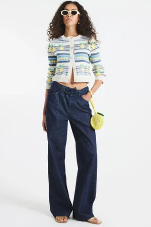 River Island Blue Lemon Striped Cardigan medium