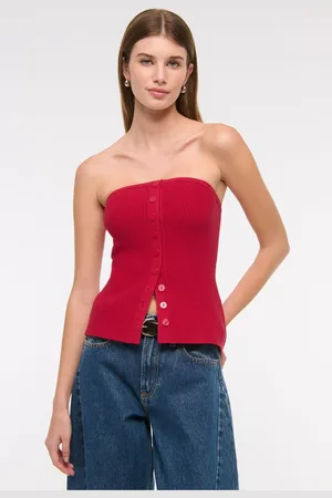 Abercrombie & Fitch Strapless Button Through Knitted Tube Top large