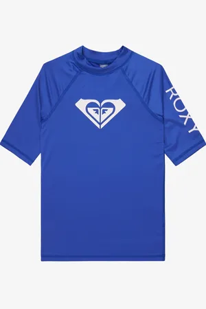Roxy Blue Wholehearted Short Sleeve Logo Rash Vest 166168cm