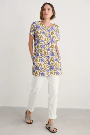 Seasalt Cornwall White Ocean Gaze Jersey 100% Organic Cotton Tunic 18
