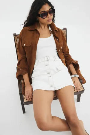 River Island Button Front 100% Cotton Mini Skirt 16
