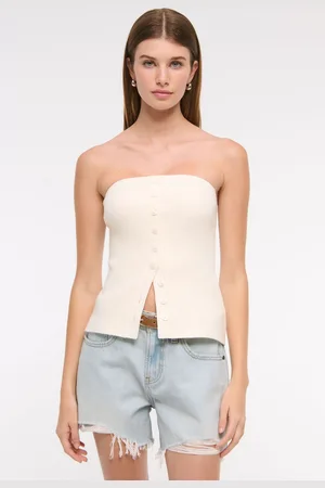Abercrombie & Fitch Strapless Button Through Knitted Tube Top small