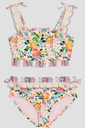 River Island Cream Girls Crochet Bikini 146152cm