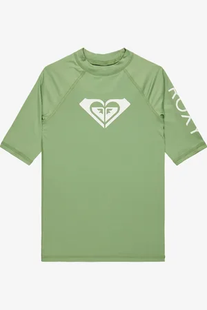 Roxy Green Wholehearted Short Sleeve Logo Rash Vest 152158cm