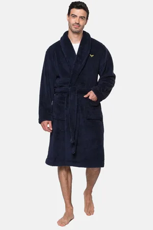 Threadbare Navy Teddy Fleece Dressing Gown