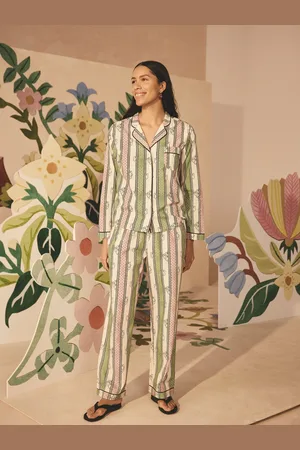 Cath Kidston Green Stripe 100% Cotton Miffy Button Up Pyjamas AU 24 R