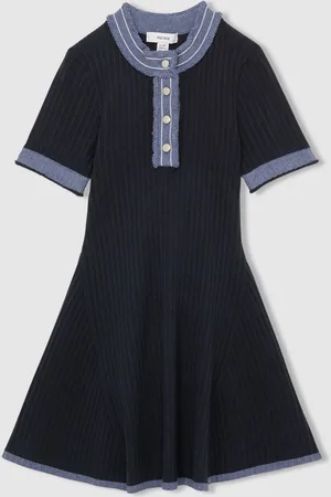 Reiss Ruby 9-13 yrs Contrast-Trim Rib-Knit Dress 10