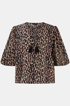 Accessorize Animal Puff Sleeve 100% Cotton Blouse medium