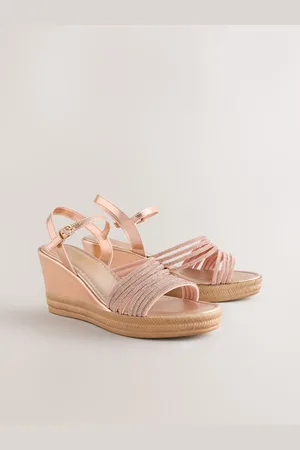 Next Rose Gold Forever Comfort Round Toe Asymmetrical Bling Platform Wedges AU 7.5 (EU 38.5)