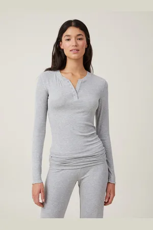 Cotton On Grey Sleep Recovery Henley Long Sleeve Pyjamas L