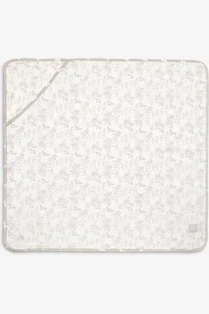 The Little Tailor White Baby Soft Jersey 100% Cotton Bunny Print Blanket ONE