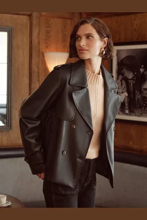 Love & Roses Black Cropped Trench Coat AU 16