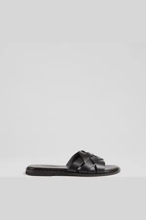 LK Bennett Black Leather Amara Flat Sliders AU 11 (EU 42)