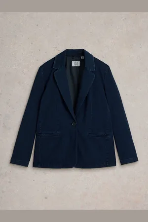 White Stuff Blue Evelyn Cotton Jersey Blazer AU 24