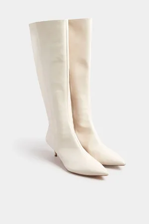 Long Tall Sally Natural Dressy Knee High Point PU Boots AU 12 (EU 43)