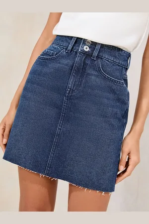 Lipsy London Denim Double Button Waistband Mini Skirt AU 10