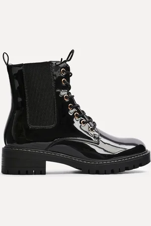 Linzi Black Layna Lace Up Ankle Boots With Zip Detail AU 7 (EU 38)
