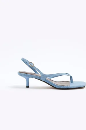 River Island Blue Strappy Toe Thong Heeled Sandals AU 8 (EU 39)