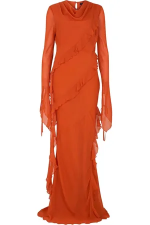 DASKA Circe Maxi Dress With Long Sleeves And Ruffle Details S