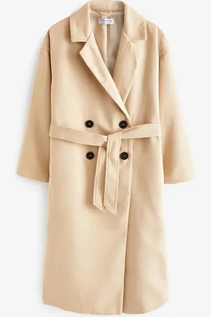 In The Style Brown Jac Jossa Faux Wool Belted Longline Coat AU 10