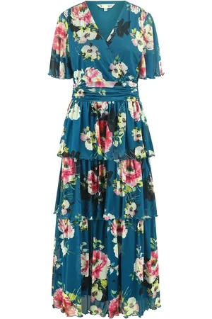 Yumi Floral Mesh Tiered Maxi Dress AU 16