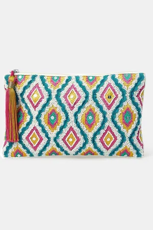 Accessorize Blue Diamond Embellished Clutch Bag One