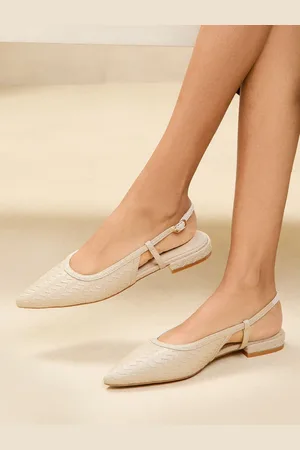 Lipsy London Cream Flat Pointed Toe Faux Leather Ballerina Pumps AU 5 (EU 36)