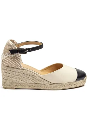 Castaner Cream Wedge Heel Ankle Strap Cotton Leather Toe & Strap Espadrilles AU 9 (EU 40)