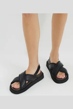 River Island Black Cross Strap Chunky Sandals AU 11 (EU 42)