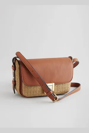 Next Tan Brown Raffia Cross-Body Bag One