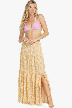 Billabong Heart to Heart Floral Print Ditsy Tierred Maxi Skirt AU 8