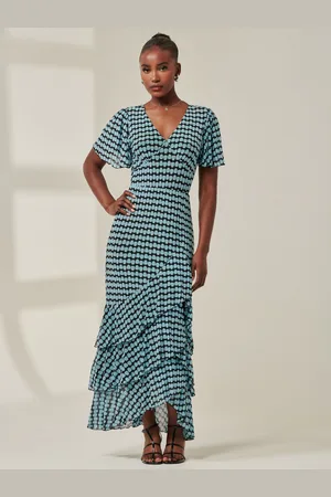 Jolie Moi Geo Print Tiered Maxi Dress AU 12