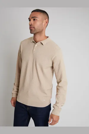 Threadbare Long Sleeve Textured Knitted Polo Shirt S