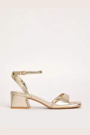 Simply Be Gold Barely There on Low Block Heels in Extra Wide Fit AU 6 (EU 37)