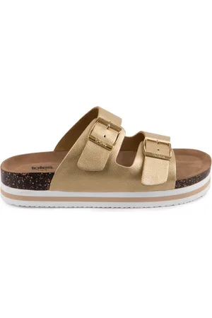 Totes Gold Ladies Double Buckle Platform Slides eu41uk7