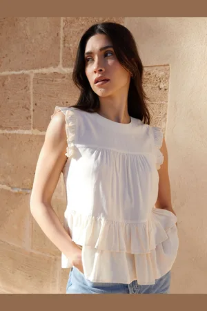 Threadbare Cream Ruffle Frill Smock Shell Top 12